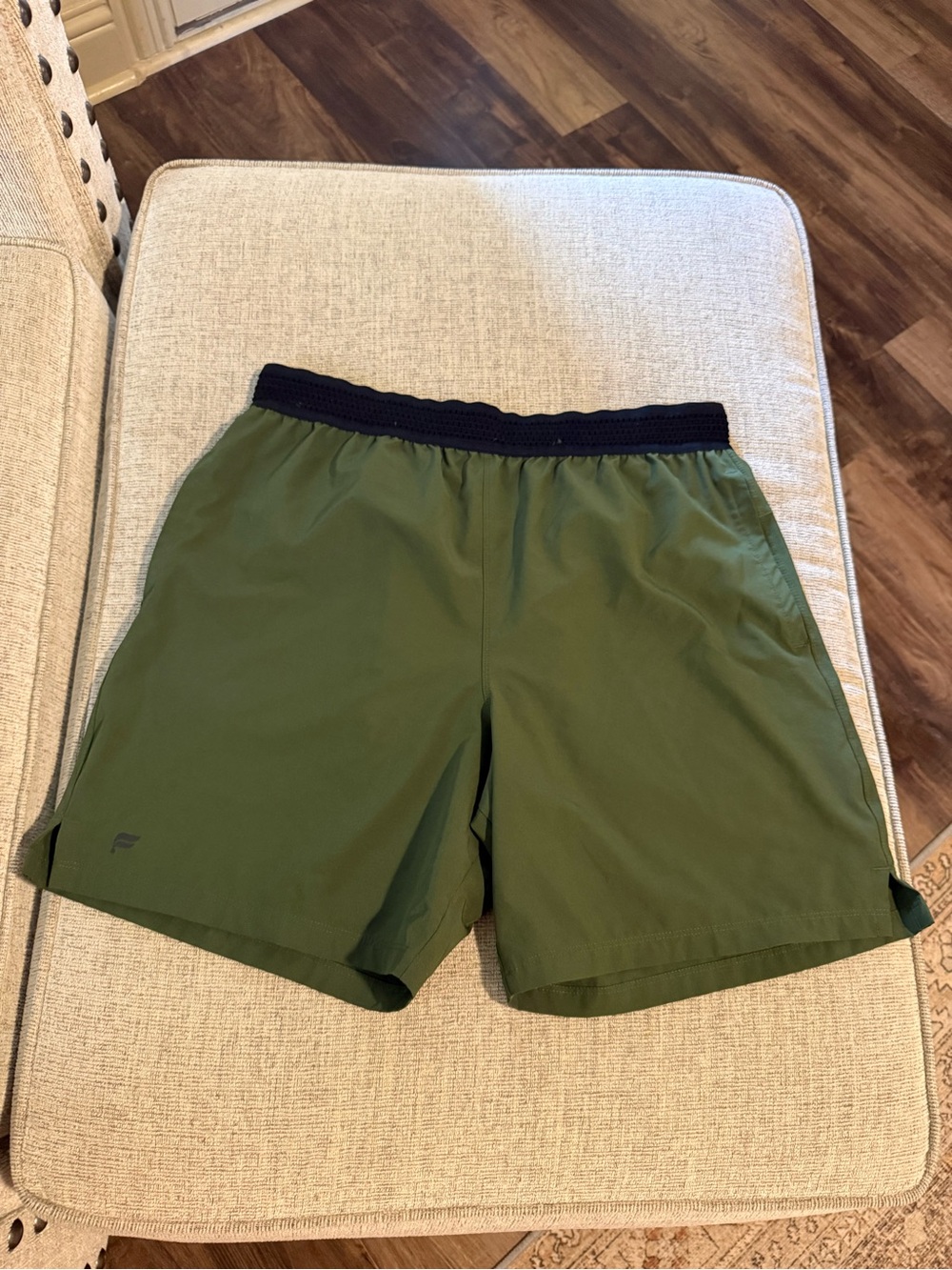 Fabletics Men's Fundamental Shorts in olive green size large